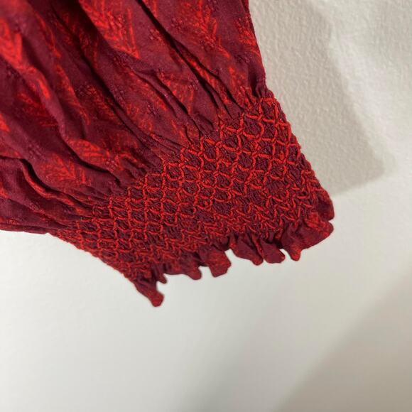 Universal Thread Threads prairie dress maxi dress deep red modest xsmall oversiz - Picture 4 of 16